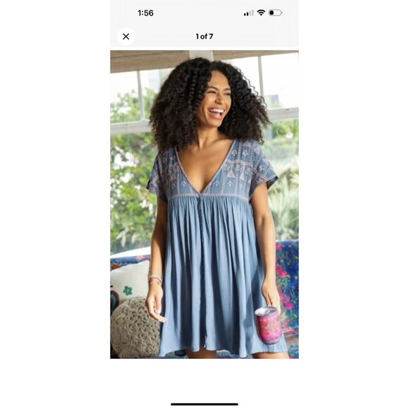 Natural Life V Neck Mini Dress Embroidered Womens L READ - Picture 7 of 7